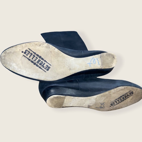 Seychelles Vintage Leather Matte Black Tall Buckle Boots - Picture 9 of 13